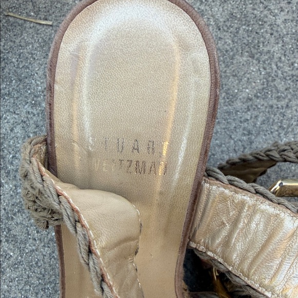 Stuart Weitzman Tan and Cream Woven Wedges - Picture 5 of 6